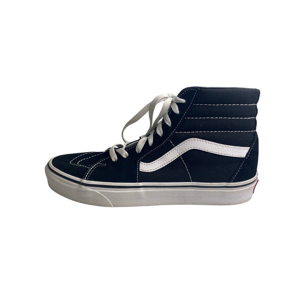 Vans Sk8 Hi Top Suede Skate Athletic Shoes Black White Mens 8.5 Womens 10 Punk